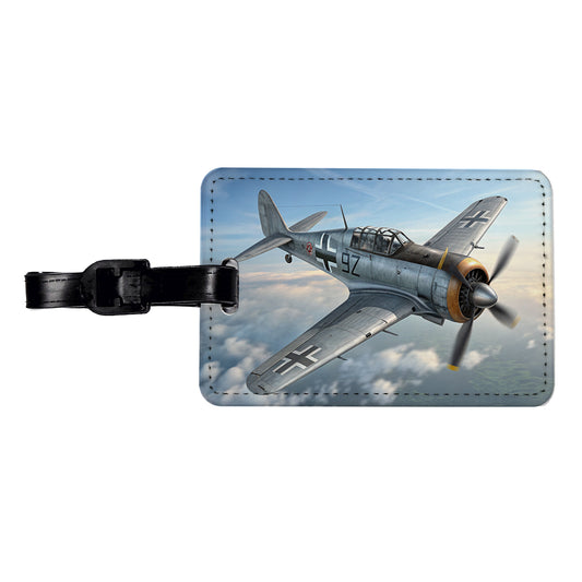 Focke Wulf Fw-190 WWII German Fighter Plane Travel Faux Leather Luggage Tag