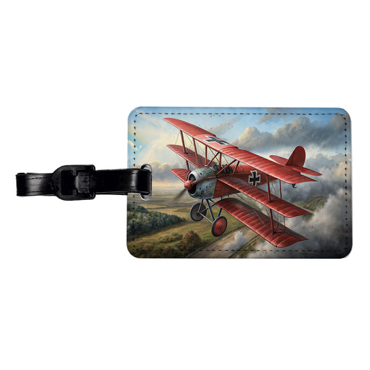 Fokker Dr.I Triplane WWI German Fighter Plane Travel Faux Leather Luggage Tag