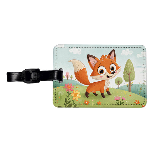 Fox Children's Illustration Style Travel Faux Leather Luggage Tag
