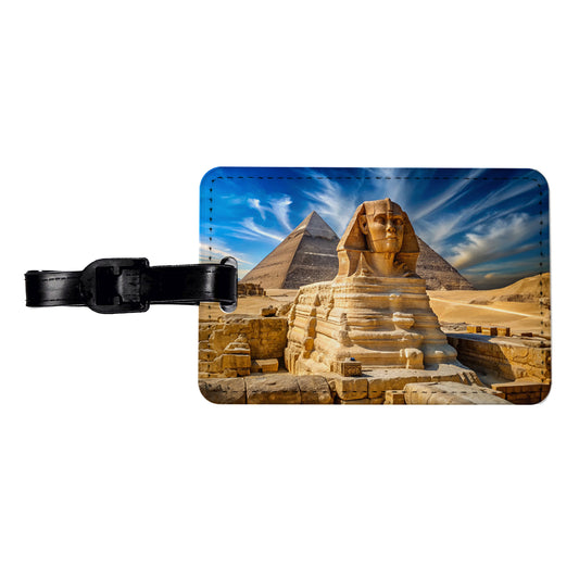 Great Sphinx Of Giza Pyramids Egypt Travel Faux Leather Luggage Tag