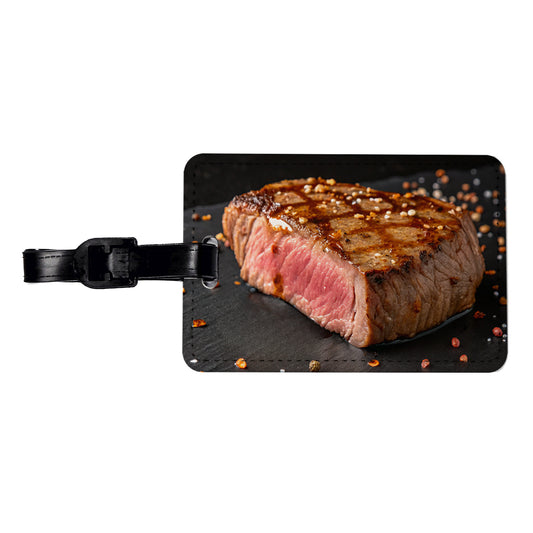 Grilled Juicy Steak Filet Travel Faux Leather Luggage Tag