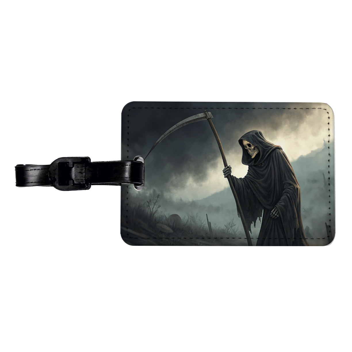Grim Reaper Death Halloween Travel Faux Leather Luggage Tag