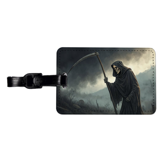 Grim Reaper Death Halloween Travel Faux Leather Luggage Tag