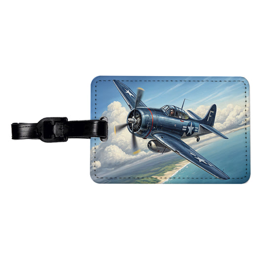Grumman F6f Hellcat WWII US Navy Fighter Plane Travel Faux Leather Luggage Tag