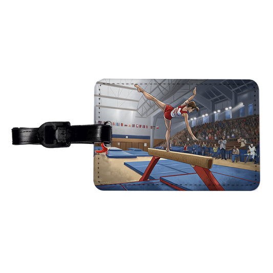 Gymnastics Balance Beam Travel Faux Leather Luggage Tag
