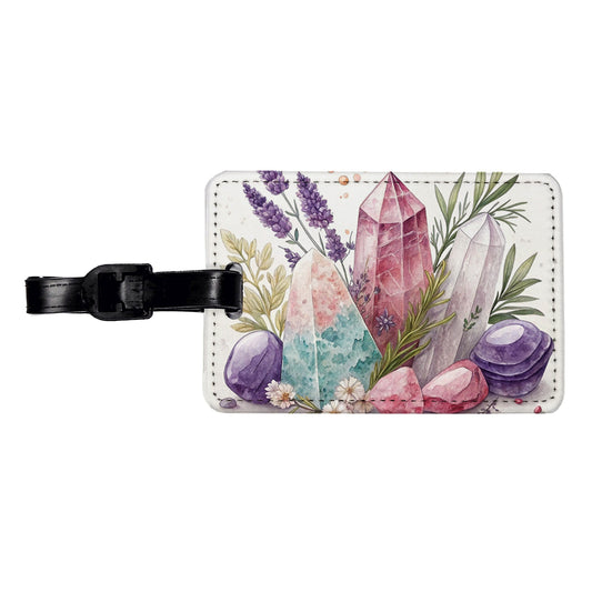 Healing Crystals and Herbs Travel Faux Leather Luggage Tag