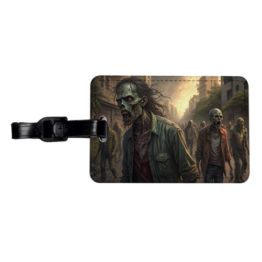 Horde Of Zombies Monsters Halloween Travel Faux Leather Luggage Tag