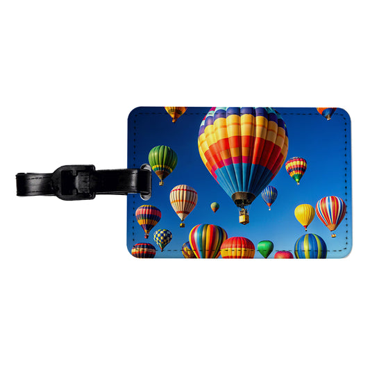 Hot Air Balloons Against a Blue Sky Travel Faux Leather Luggage Tag