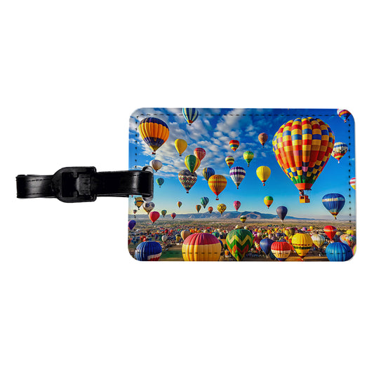 Hot Air Balloons In The Sky Balloon Festival Albuquerque Travel Faux Leather Luggage Tag