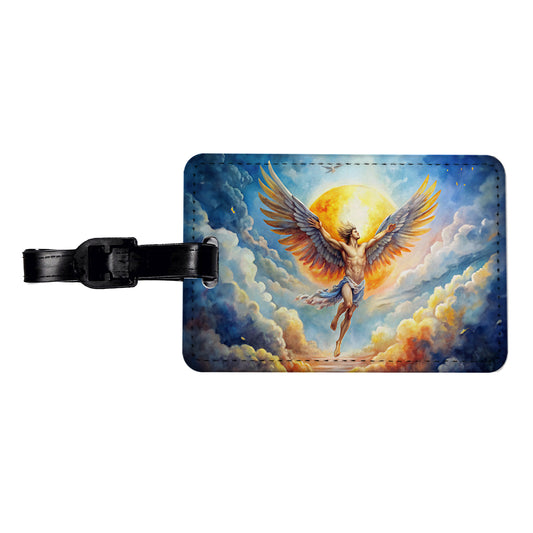 Icarus Flying Too Close To The Sun Greek Myth Watercolor Travel Faux Leather Luggage Tag