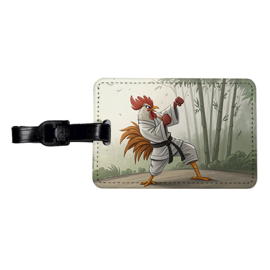 Kung Fu Karate Martial Arts Rooster Travel Faux Leather Luggage Tag