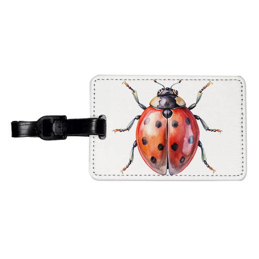 Ladybug Watercolor Travel Faux Leather Luggage Tag