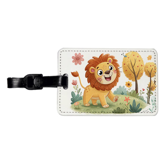 Lion Children's Illustration Style Travel Faux Leather Luggage Tag
