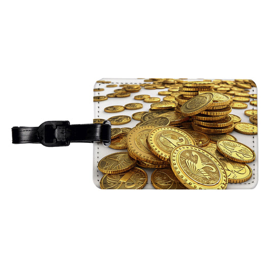 Lots of Gold Coins Travel Faux Leather Luggage Tag