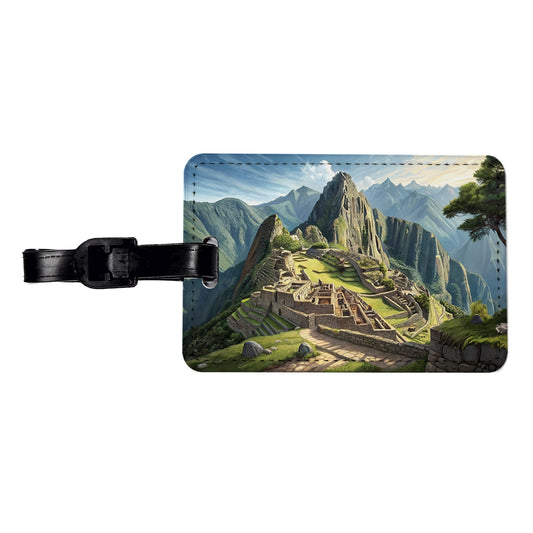Machu Picchu Incan Citadel Andes Mountains Peru Travel Faux Leather Luggage Tag