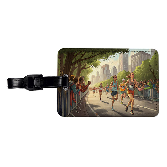 Marathon Running Race Jogging Travel Faux Leather Luggage Tag