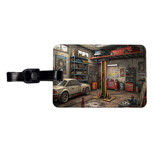 Mechanic Auto Garage Shop Travel Faux Leather Luggage Tag