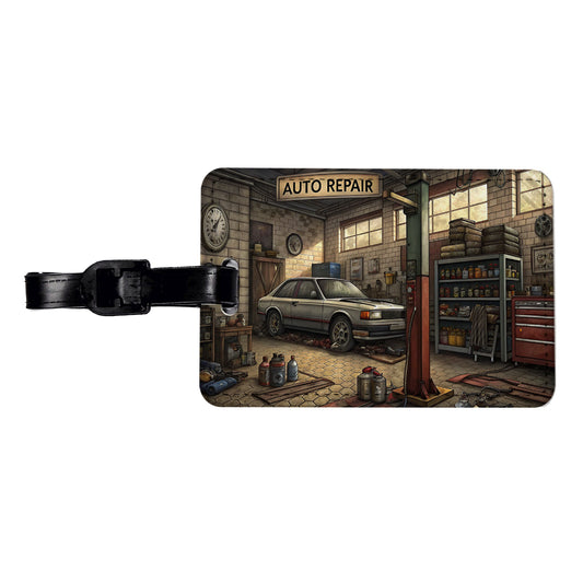 Mechanic's Automotive Repair Garage Travel Faux Leather Luggage Tag