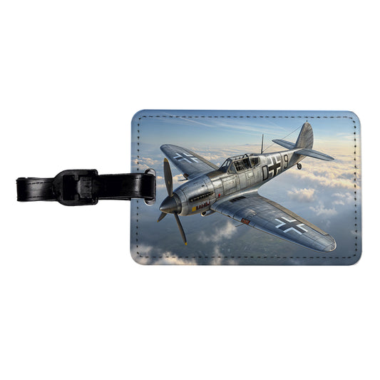 Messerschmitt Bf 109 WWII German Fighter Plane Travel Faux Leather Luggage Tag