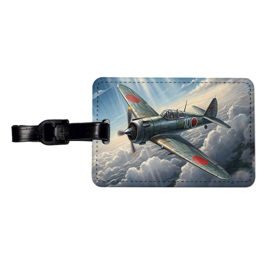 A6M Zero WWII Japanese Navy Fighter Plane Travel Faux Leather Luggage Tag