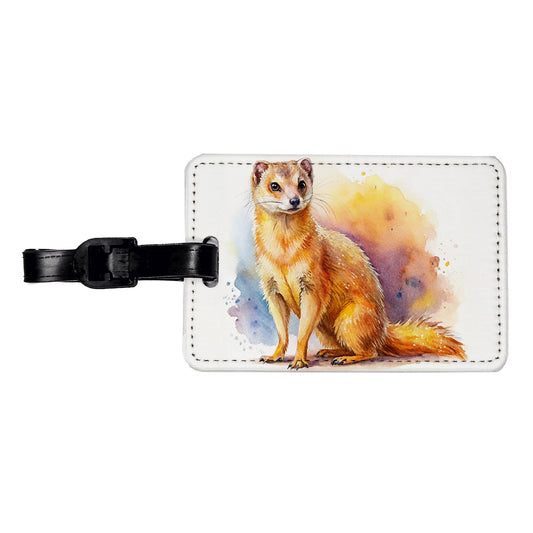 Mongoose Watercolor Travel Faux Leather Luggage Tag