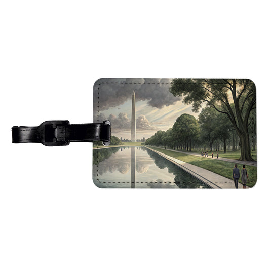 National Mall Reflecting Pool In Washington DC Travel Faux Leather Luggage Tag