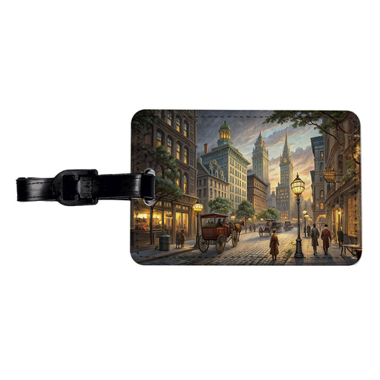 New York City Street in the 1800's Travel Faux Leather Luggage Tag
