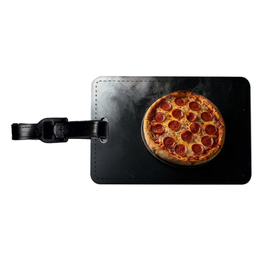New York Style Pepperoni Pizza Travel Faux Leather Luggage Tag