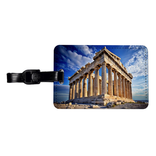 Parthenon Temple Athens Greece Greek Travel Faux Leather Luggage Tag