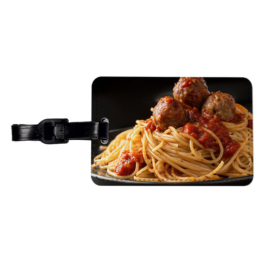 Pasta Spaghetti Sauce And Meatballs Travel Faux Leather Luggage Tag