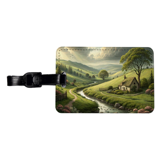 Pastoral Country Landscape Travel Faux Leather Luggage Tag