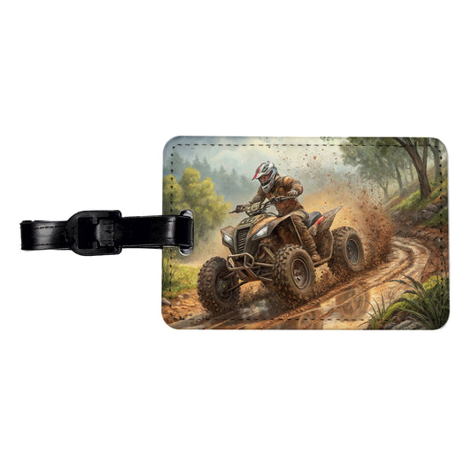 Quad ATV Off-Road Mud Racing Travel Faux Leather Luggage Tag