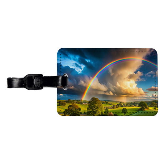 Rainbow After Rain Storm In The Country Travel Faux Leather Luggage Tag