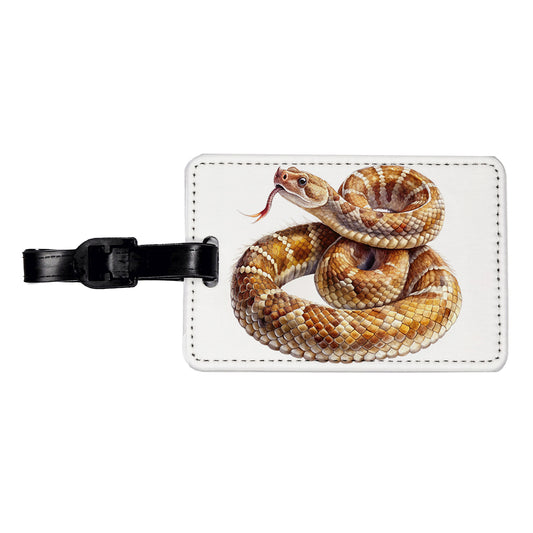 Rattlesnake Snake Reptile Watercolor Travel Faux Leather Luggage Tag