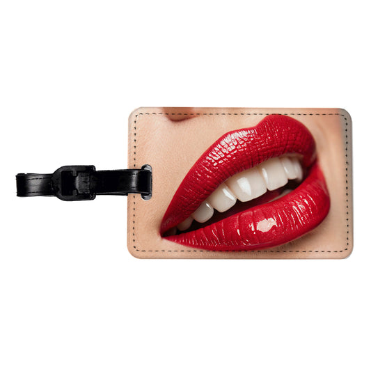 Red Lips Smile Travel Faux Leather Luggage Tag