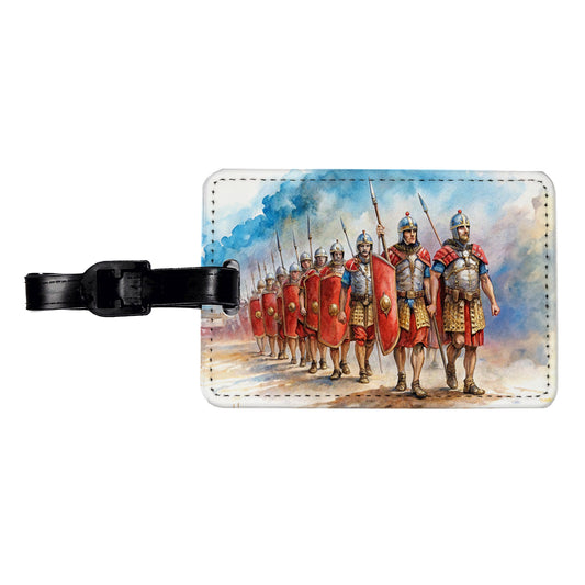 Roman Legion Marching In Formation Watercolor Travel Faux Leather Luggage Tag