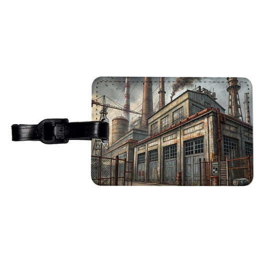 Rundown Old Industrial Factory Travel Faux Leather Luggage Tag