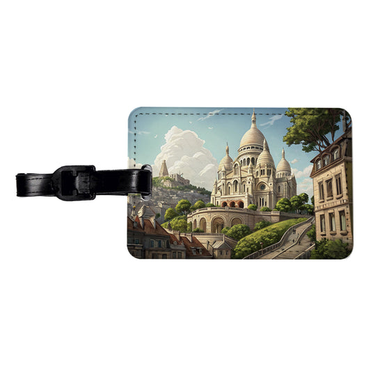 Sacre Coeur Church Paris France Travel Faux Leather Luggage Tag