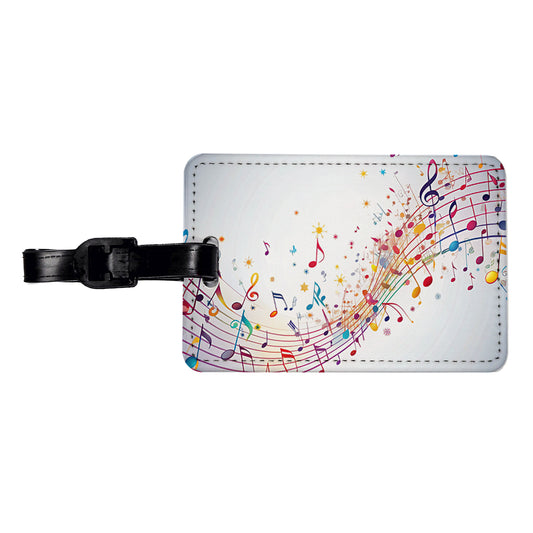 Scattered Music Notes Design Travel Faux Leather Luggage Tag
