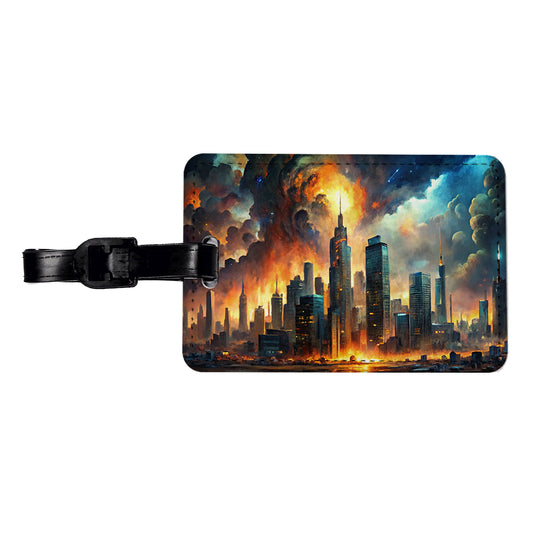 Sci-fi Apocalypse End Of The World Cityscape Travel Faux Leather Luggage Tag