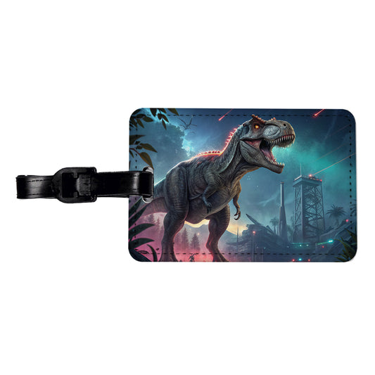 Sci-fi Futuristic T-Rex Dinosaur Travel Faux Leather Luggage Tag
