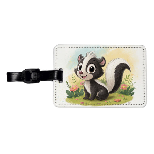 Skunk Children's Illustration Style Travel Faux Leather Luggage Tag