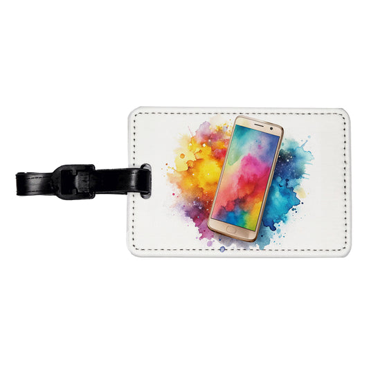 Smart Phone Watercolor Travel Faux Leather Luggage Tag