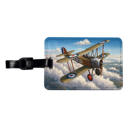 Sopwith Camel WWI British Fighter Plane Travel Faux Leather Luggage Tag