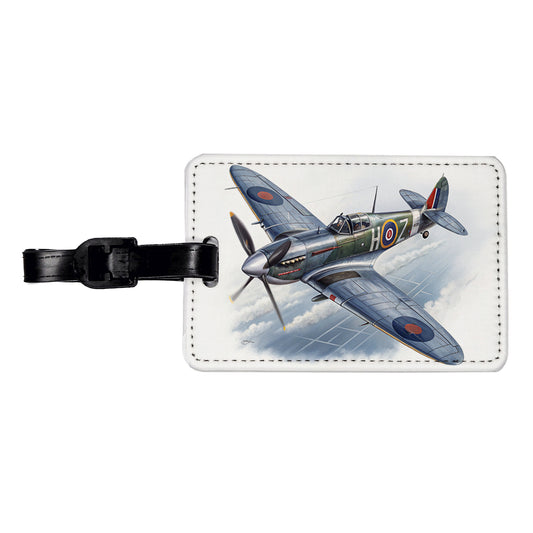 Spitfire WWII British Fighter Plane Travel Faux Leather Luggage Tag