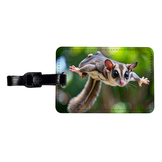 Sugar Glider Flying Gliding Travel Faux Leather Luggage Tag