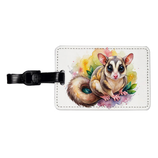 Sugar Glider Watercolor Travel Faux Leather Luggage Tag