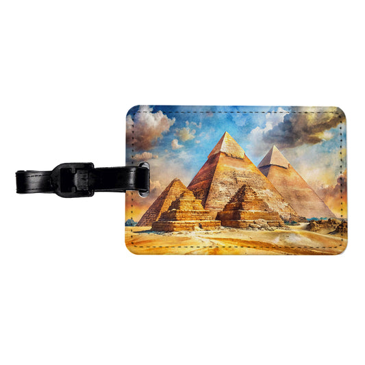 The Great Pyramids Of Giza Watercolor Travel Faux Leather Luggage Tag