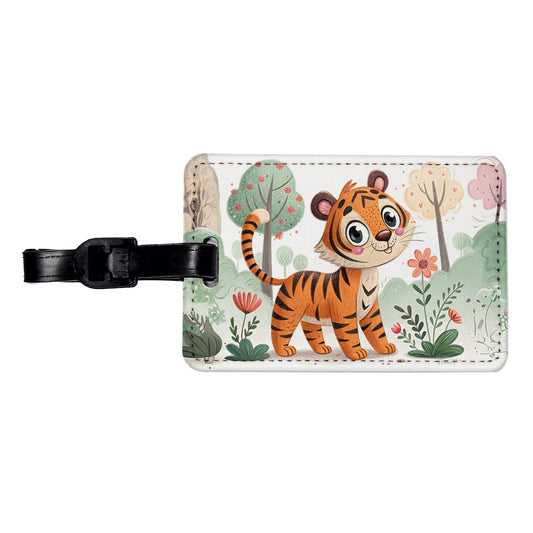 Tiger Children's Illustration Style Travel Faux Leather Luggage Tag