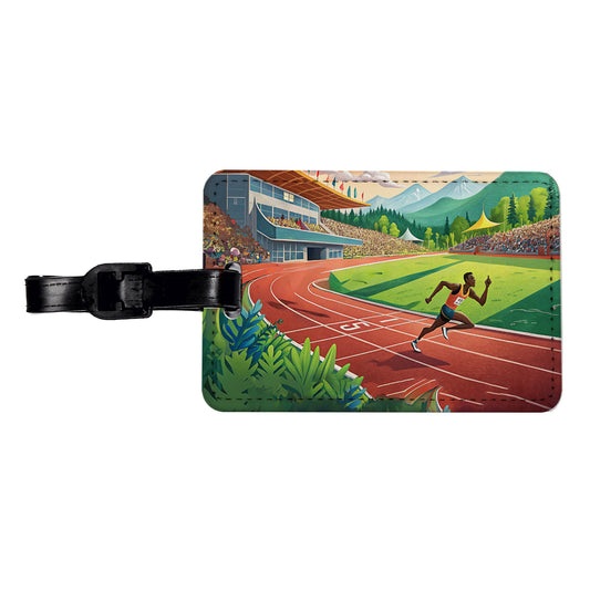 Track And Field Running Race Dash Travel Faux Leather Luggage Tag
